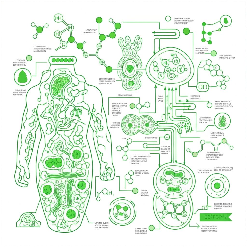 Scientific illustration of nutrient metabolism